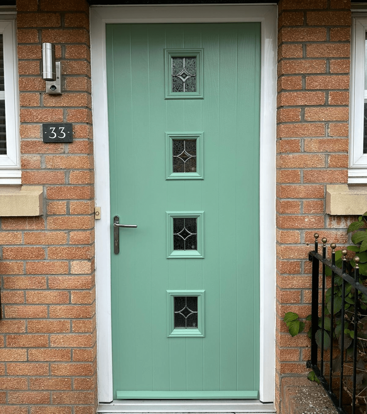 After photo of a door that got spray painted Chartwell green
