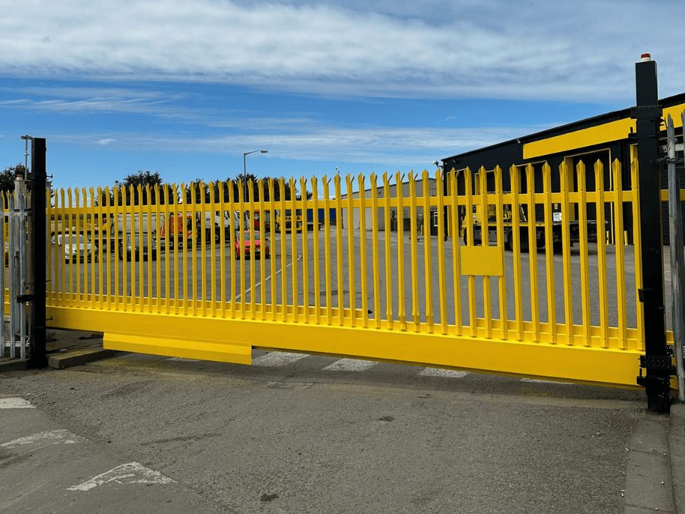 A security gate in Newport after we sprayed it