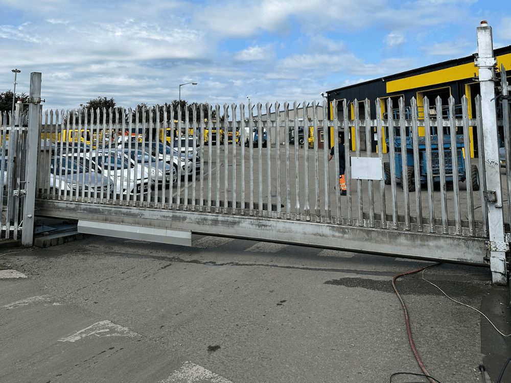 A security gate in Newport before we sprayed it