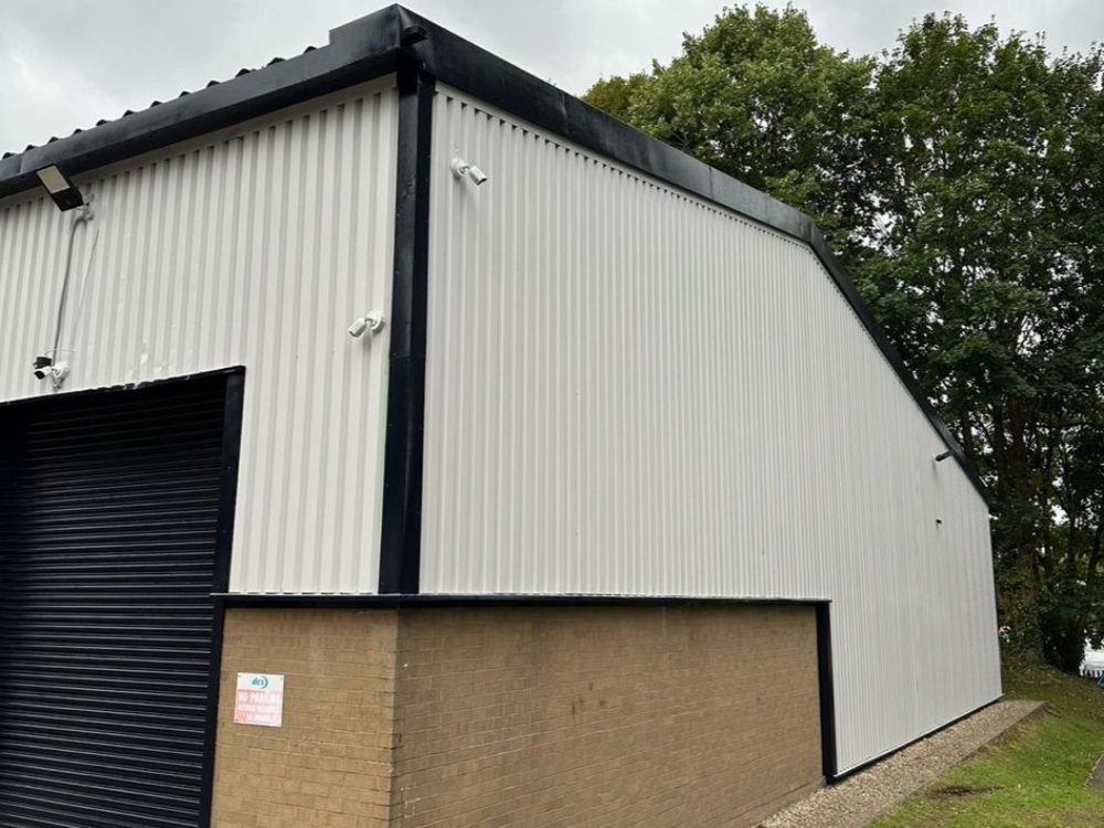 Our Newport sprayers sprayed this building white with black edges